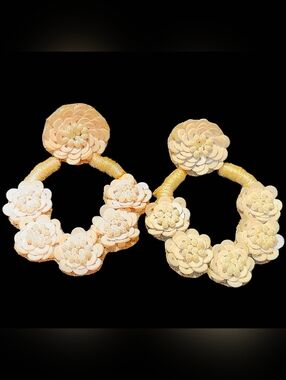 Deepa Gurnani White Floral Beaded Dangle Earrings